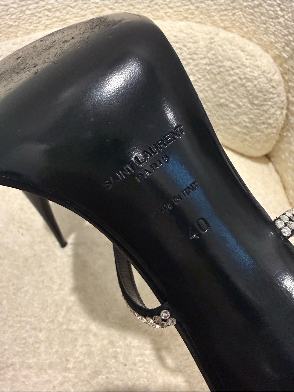 Saint Laurent Black Crystal-Strap Stiletto Heels - Picture 2 of 4